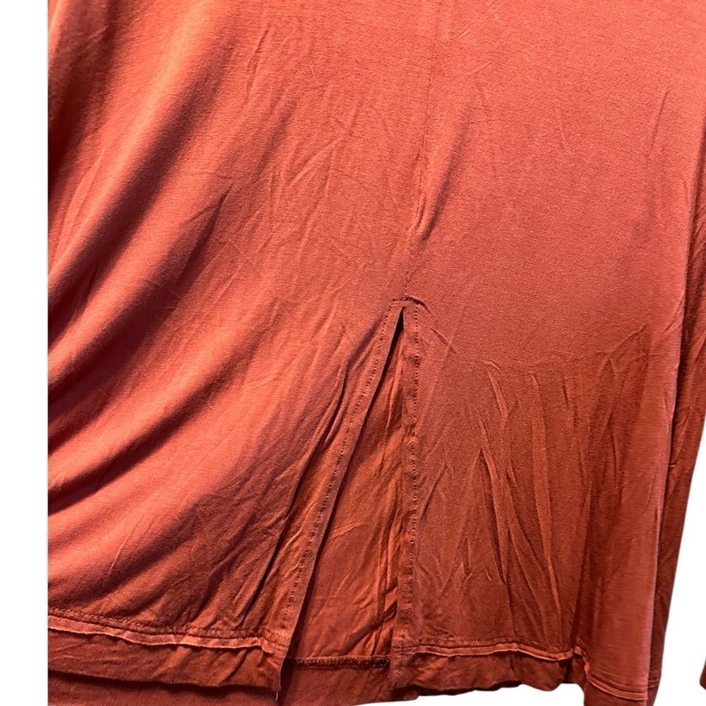 NWOT POL Plus Size Rust Color Embellished Long Sleeve Blouse Split Back - Size S - Picture 3 of 8